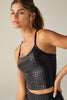 Powershine Black Slim Racerback High Cropped Tank - Houndstooth